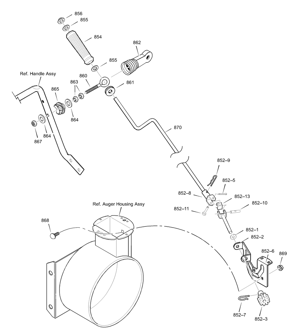 Chute Rod Diagram and Parts List for 627804X89D 2002 Briggs and Stratton Snow Blower